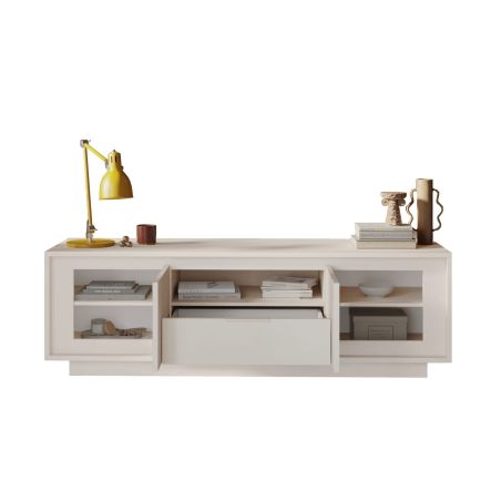Meuble TV 2 portes 1 tiroir et 1 niche ANABELLA 2 CACHEMIRE MAT