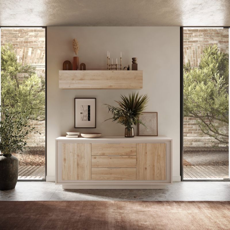 Buffet 2 portes 3 tiroirs ANABELLA 2 CACHEMIRE MAT CADIZ