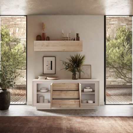 Buffet 2 portes 3 tiroirs ANABELLA 2 CACHEMIRE MAT CADIZ