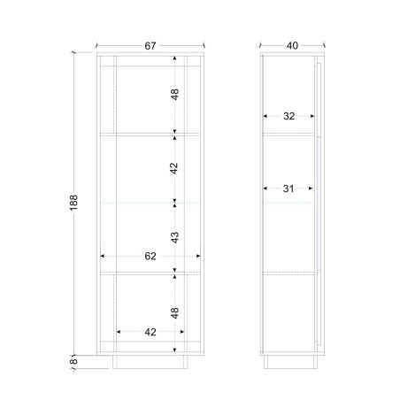 Vitrine 1 porte ANABELLA 2 CACHEMIRE MAT CADIZ