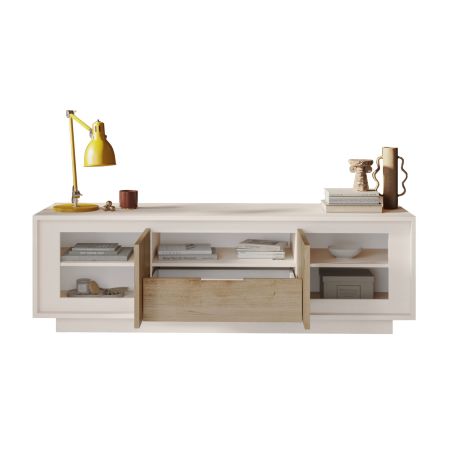 Meuble TV 2 portes 1 tiroir et 1 niche ANABELLA 2 CACHEMIRE MAT CADIZ