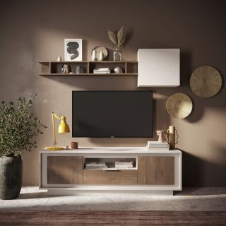 Meuble TV 2 portes 1 tiroir et 1 niche ANABELLA 2 CACHEMIRE MERCURE
