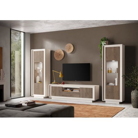 Meuble TV 2 portes 1 tiroir et 1 niche ANABELLA 2 CACHEMIRE MERCURE