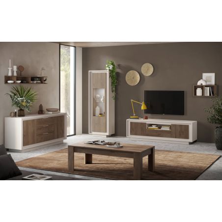 Meuble TV 2 portes 1 tiroir et 1 niche ANABELLA 2 CACHEMIRE MERCURE
