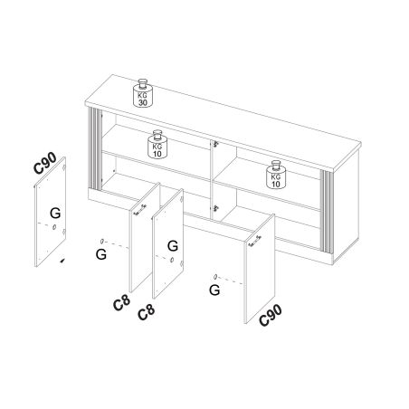 Buffet 211 cm CADMUS avec 4 portes