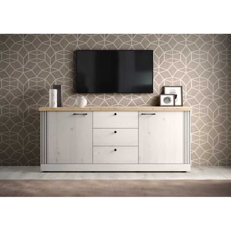 Buffet 211 cm CADMUS avec 2 portes et 3 tiroirs