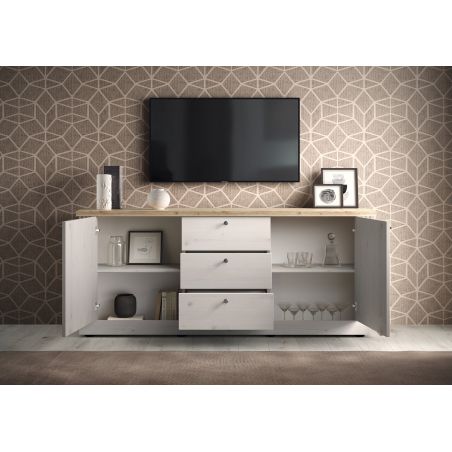 Buffet 211 cm CADMUS avec 2 portes et 3 tiroirs