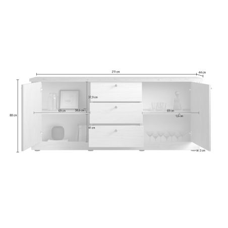 Buffet 211 cm CADMUS avec 2 portes et 3 tiroirs