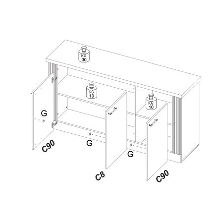 Buffet 164 cm CADMUS avec 3 portes