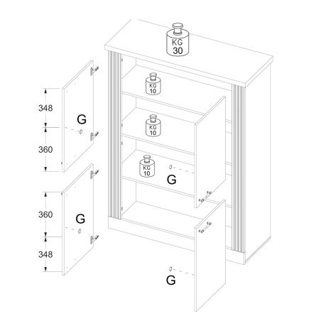 Buffet haut CADMUS avec 4 portes