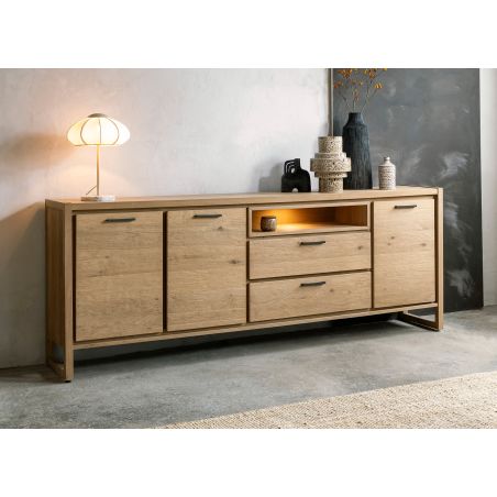 Nystead, buffet 240 cm. - 3-portes + 2-tiroirs + 1-niche (+ LED) - Henders and Hazel