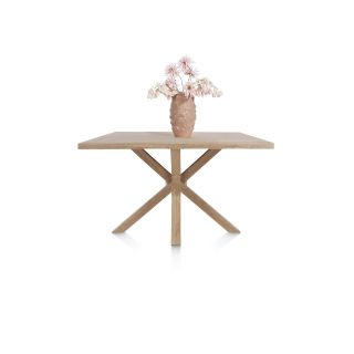 Nyborg, table 150 x 100 cm - plateau avec bords effet tronc d'abre - pied bois central - Henders and Hazel