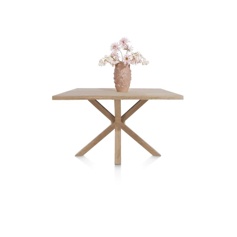 Nyborg, table 150 x 100 cm - plateau avec bords effet tronc d'abre - pied bois central - Henders and Hazel