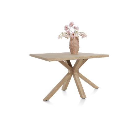 Nyborg, table 150 x 100 cm - plateau avec bords effet tronc d'abre - pied bois central - Henders and Hazel