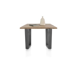 Nyborg, table 150 x 100 cm - plateau avec bords effet tronc d'abre - pied métal en V - Henders and Hazel