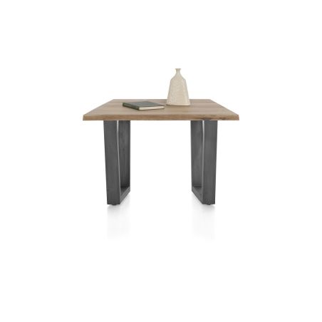 Nyborg, table 150 x 100 cm - plateau avec bords effet tronc d'abre - pied métal en V - Henders and Hazel