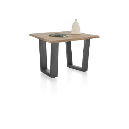 Nyborg, table 150 x 100 cm - plateau avec bords effet tronc d'abre - pied métal en V - Henders and Hazel