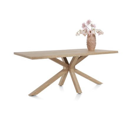 Nyborg, table 200 x 100 cm - plateau avec bords effet tronc d'abre - pied bois central - Henders and Hazel