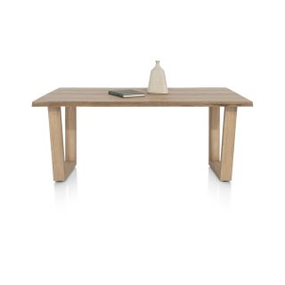 Nyborg, table 200 x 100 cm - plateau avec bords effet tronc d'abre - pied bois en V - Henders and Hazel