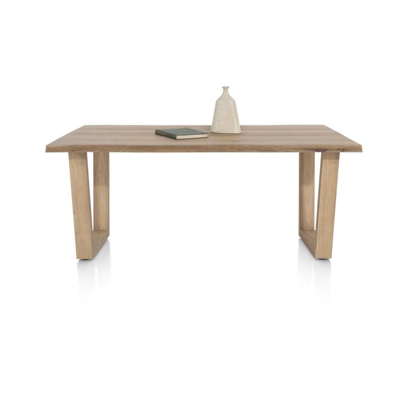 Nyborg, table 200 x 100 cm - plateau avec bords effet tronc d'abre - pied bois en V - Henders and Hazel