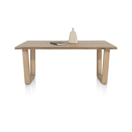 Nyborg, table 200 x 100 cm - plateau avec bords effet tronc d'abre - pied bois en V - Henders and Hazel