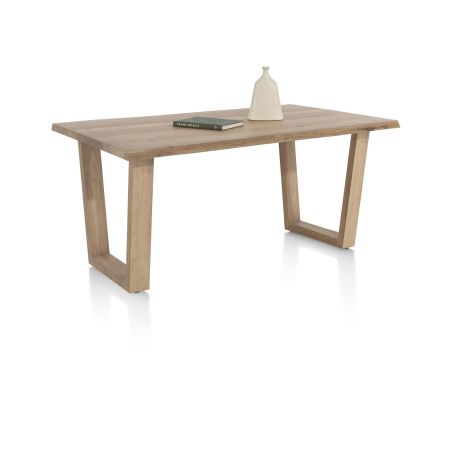 Nyborg, table 200 x 100 cm - plateau avec bords effet tronc d'abre - pied bois en V - Henders and Hazel