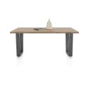Nyborg, table 200 x 100 cm - plateau avec bords effet tronc d'abre - pied métal en V - Henders and Hazel
