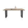 Nyborg, table 200 x 100 cm - plateau avec bords effet tronc d'abre - pied métal en V - Henders and Hazel
