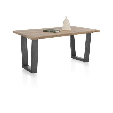 Nyborg, table 200 x 100 cm - plateau avec bords effet tronc d'abre - pied métal en V - Henders and Hazel