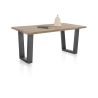 Nyborg, table 200 x 100 cm - plateau avec bords effet tronc d'abre - pied métal en V - Henders and Hazel