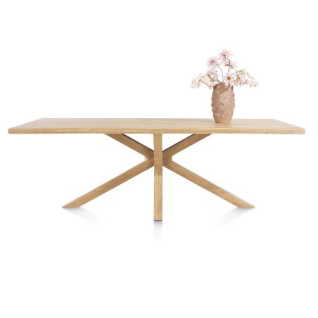 Nyborg, table 230 x 100 cm - plateau avec bords effet tronc d'abre - pied bois central - Henders and Hazel