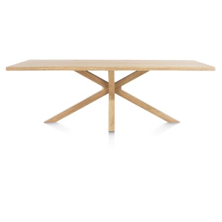 Nyborg, table 230 x 100 cm - plateau avec bords effet tronc d'abre - pied bois central - Henders and Hazel