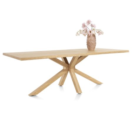 Nyborg, table 230 x 100 cm - plateau avec bords effet tronc d'abre - pied bois central - Henders and Hazel