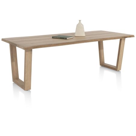 Nyborg, table 230 x 100 cm - plateau avec bords effet tronc d'abre - pied bois en V - Henders and Hazel