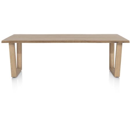Nyborg, table 230 x 100 cm - plateau avec bords effet tronc d'abre - pied bois en V - Henders and Hazel