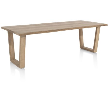 Nyborg, table 230 x 100 cm - plateau avec bords effet tronc d'abre - pied bois en V - Henders and Hazel
