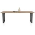 Nyborg, table 230 x 100 cm - plateau avec bords effet tronc d'abre - pied métal en V - Henders and Hazel