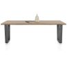 Nyborg, table 230 x 100 cm - plateau avec bords effet tronc d'abre - pied métal en V - Henders and Hazel