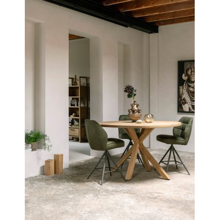 Nyborg, table de bar 150 x 110 cm - ovale - pied bois central (hauteur: 92 cm) - Henders and Hazel