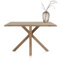 Nyborg, table de bar 150 x 100 cm-plateau avec bords effet tronc d'abre-pied bois central (h: 92 cm) - Henders and Hazel