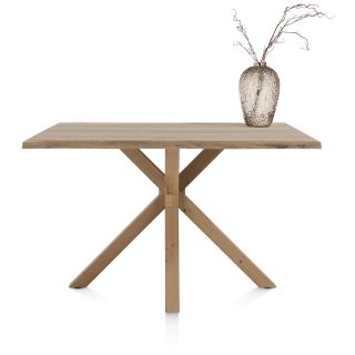 Nyborg, table de bar 150 x 100 cm-plateau avec bords effet tronc d'abre-pied bois central (h: 92 cm) - Henders and Hazel