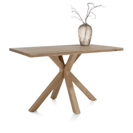 Nyborg, table de bar 150 x 100 cm-plateau avec bords effet tronc d'abre-pied bois central (h: 92 cm) - Henders and Hazel