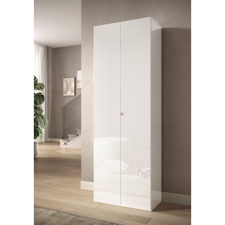 Armoire a chaussures 2 portes JERRY en blanc brillant