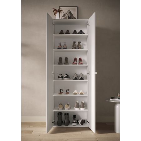 Armoire a chaussures 2 portes JERRY en blanc brillant