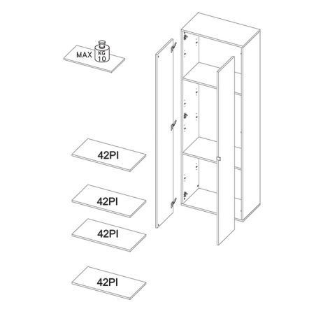 Armoire a chaussures 2 portes JERRY en blanc brillant