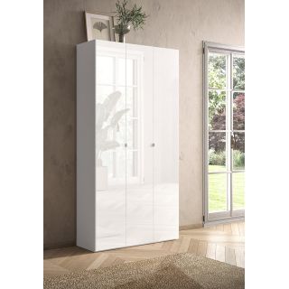 Armoire a chaussures 3 portes JERRY en blanc brillant hauteur 186 cm