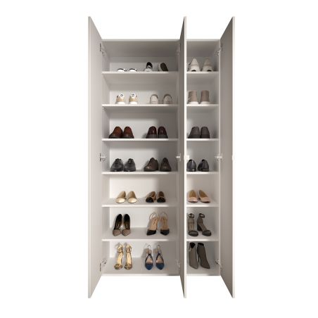 Armoire a chaussures 3 portes JERRY en blanc brillant hauteur 186 cm