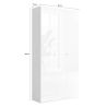 Armoire a chaussures 3 portes JERRY en blanc brillant hauteur 186 cm