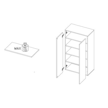 Armoire a chaussures 2 portes JERRY en blanc brillant hauteur 116 cm