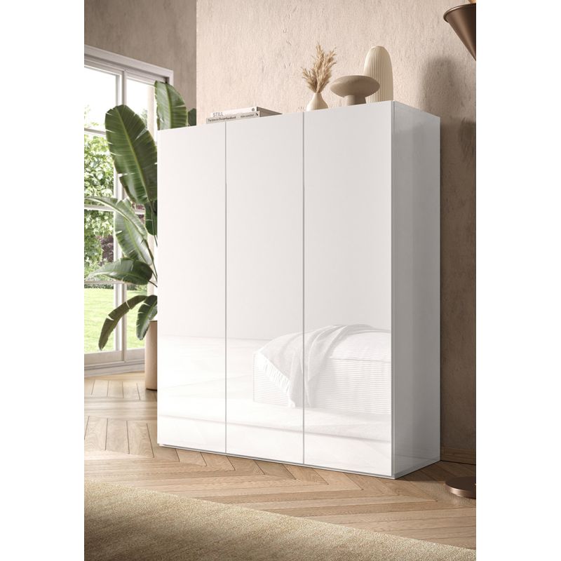 copy ofArmoire a chaussures 2 portes JERRY en blanc brillant hauteur 116 cm